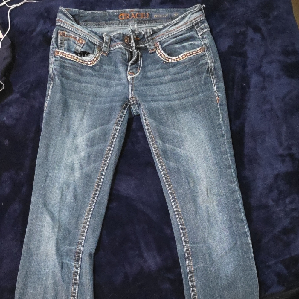 Grace Women's Stylish Blue Bootcut Jeans